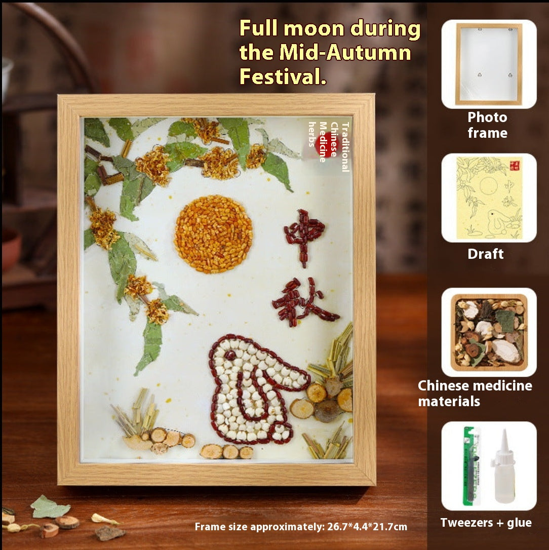 Traditional Chinese Medicine Fragrance Painting Handmade DIY Material Kit Traditional Chinese Medicine Collage Art Cultural and Creative Wellness Activities Mid-Autumn Festival