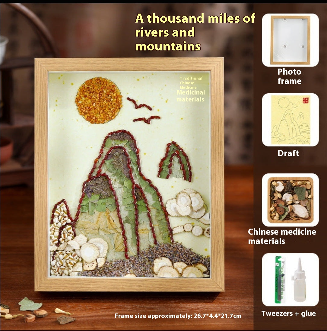 Traditional Chinese Medicine Fragrance Painting Handmade DIY Material Kit Traditional Chinese Medicine Collage Art Cultural and Creative Wellness Activities Mid-Autumn Festival