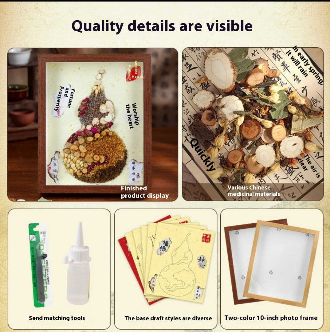 Traditional Chinese Medicine Fragrance Painting Handmade DIY Material Kit Traditional Chinese Medicine Collage Art Cultural and Creative Wellness Activities Mid-Autumn Festival