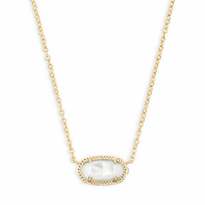 KS  Oval Shell Necklace Turquoise Geometric Inlaid Mother-of-Pearl Pendant Real Gold Color Retention Collarbone Chain