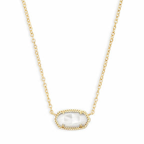 KS  Oval Shell Necklace Turquoise Geometric Inlaid Mother-of-Pearl Pendant Real Gold Color Retention Collarbone Chain