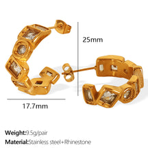 Cross-Border New Titanium Steel Plated 18K Gold Natural Stone Square Earrings AliExpress Hot Sale Simple and Elegant Design Earrings