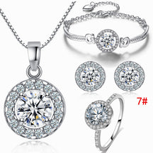 Bridal Set Jewelry Eight Arrows Eight Hearts Zircon Holy Light Pendant Necklace Ring Earrings Bracelet Four-Piece Set