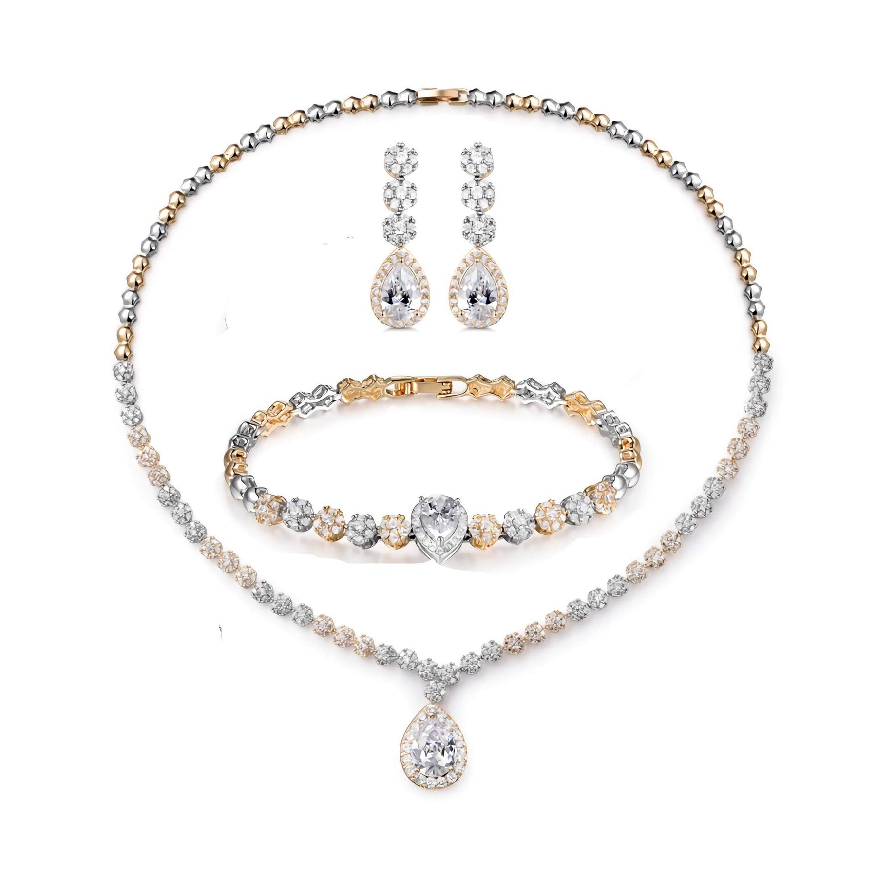 New Fashion Diamond Wedding Jewelry Set Bride Dress Accessories Trendy Fashion Jewelry for Women