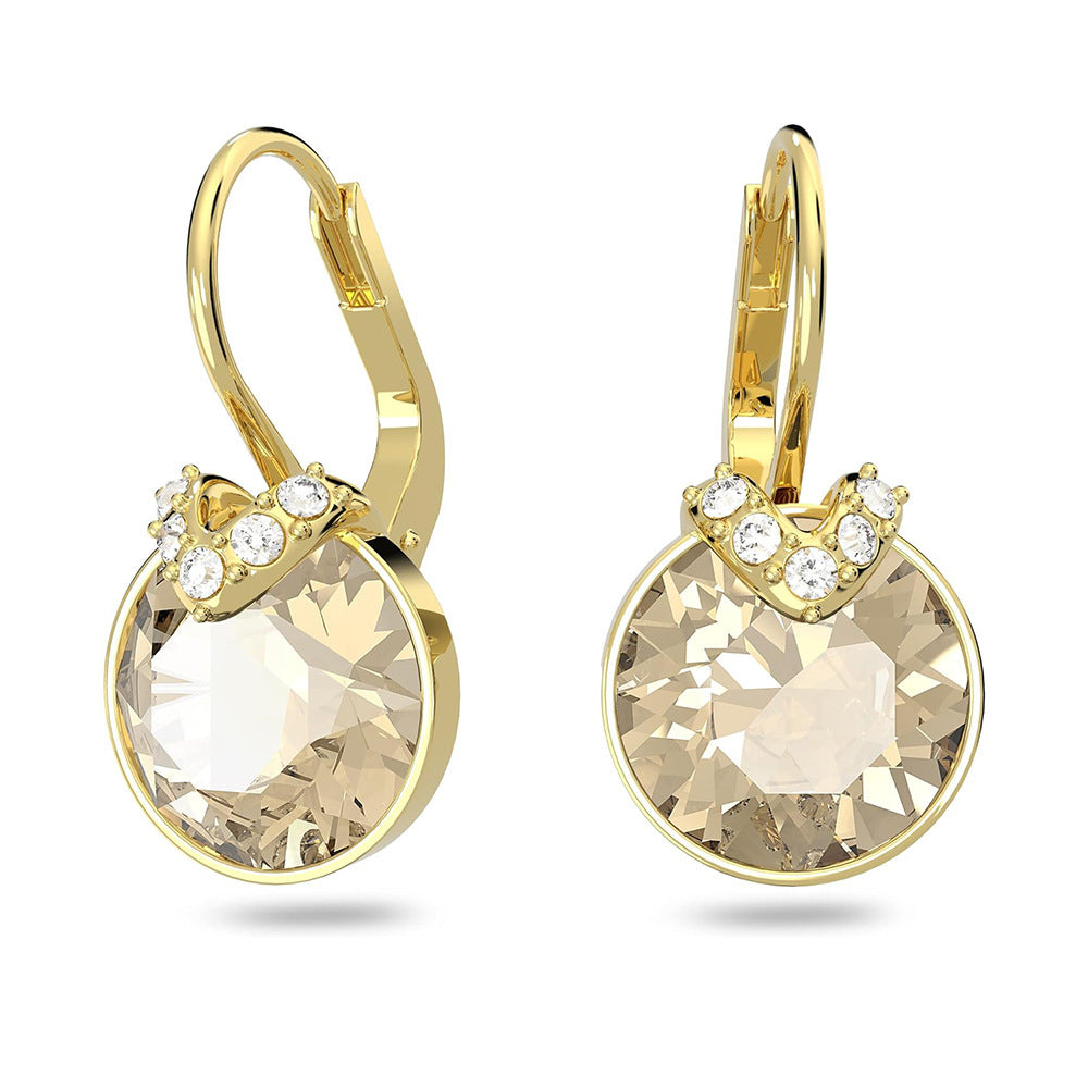 Cross-Border Hot Selling V-Shaped Bella Crystal Round Earrings Series Set Simple Light Luxury Elegant Fashionable Statement Earrings