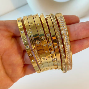 インスタイルチタンスチールブレスレット ヘキサグラムクラスプブレスレット レディース 18Kゴールドメッキ ステンレススチール ジルコン象嵌ブレスレット クロスボーダー