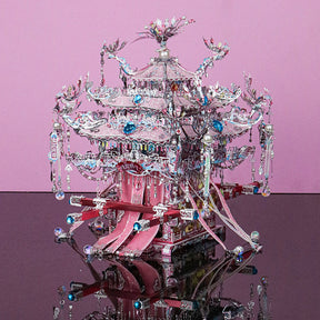 Gangda ピンク シルバー フェニックス クラウン ウェディング ファン メタル 組み立て オーナメント 3D パズル 手作り ギフト 友人用