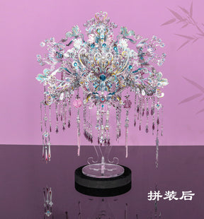 Gangda ピンク シルバー フェニックス クラウン ウェディング ファン メタル 組み立て オーナメント 3D パズル 手作り ギフト 友人用