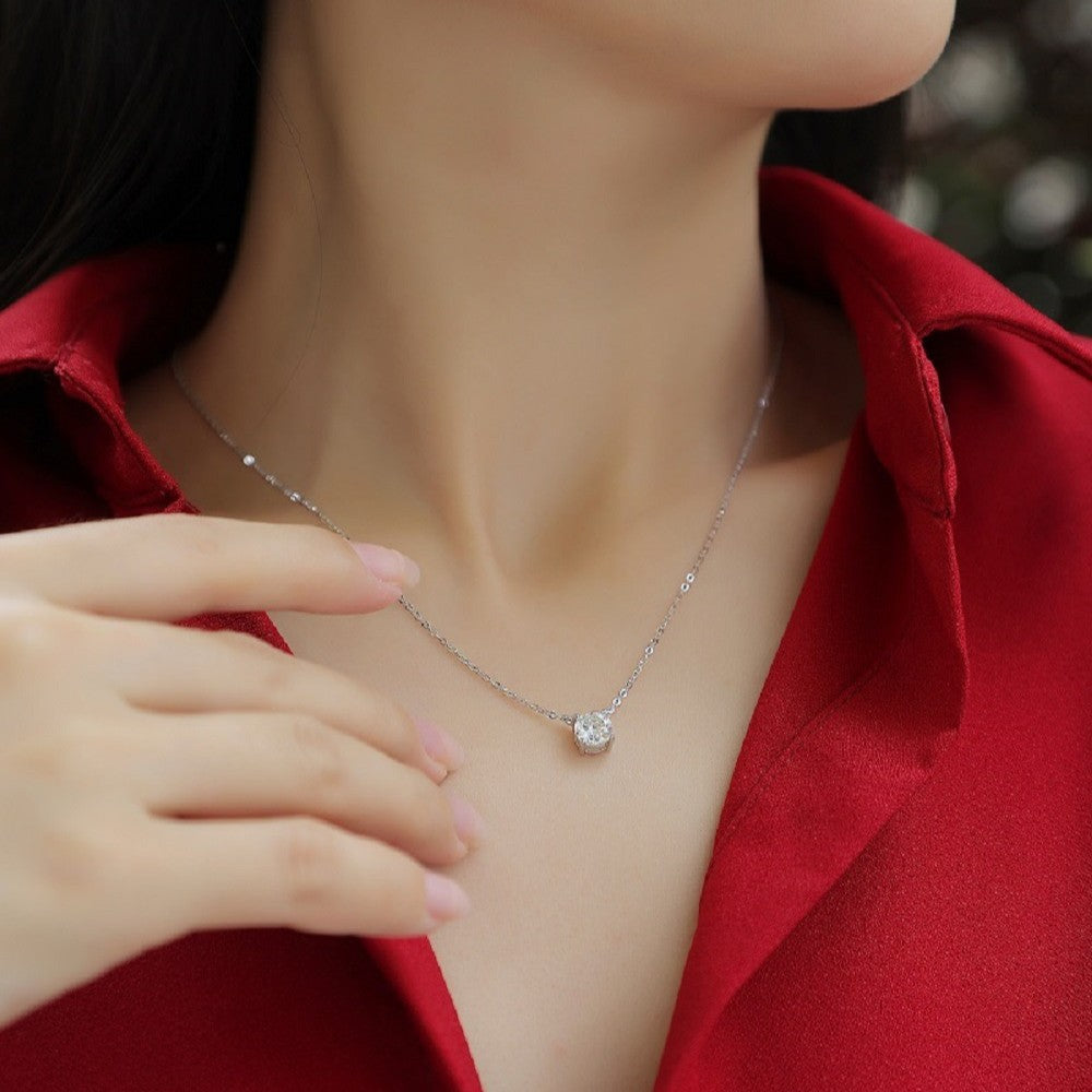 S925 Silver My Heart Eternal Pendant New Moissanite Four-Claw Necklace Collarbone Chain Hot Sale Wholesale