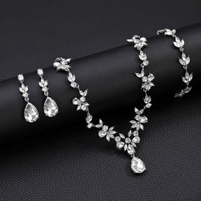 Vintage Luxury Crystal Necklace Earrings Bracelet Set Korean and Japanese Fashion Bride Wedding Evening Accessories