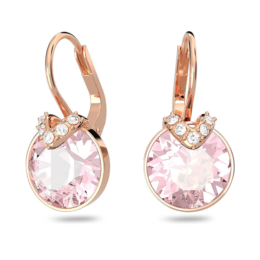 Cross-Border Hot Selling V-Shaped Bella Crystal Round Earrings Series Set Simple Light Luxury Elegant Fashionable Statement Earrings