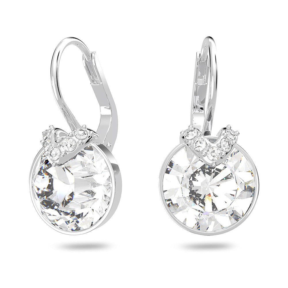 Cross-Border Hot Selling V-Shaped Bella Crystal Round Earrings Series Set Simple Light Luxury Elegant Fashionable Statement Earrings