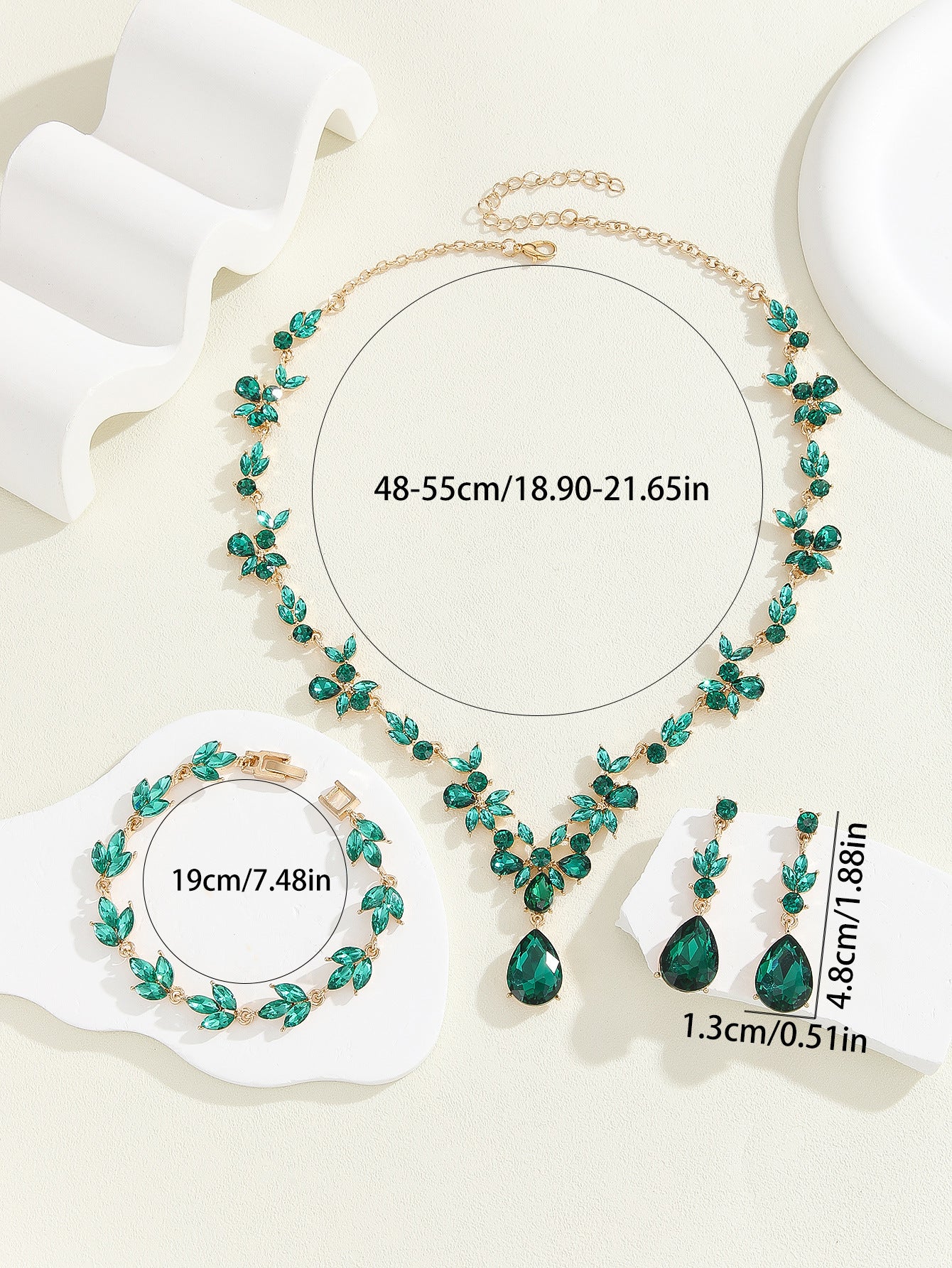Vintage Luxury Crystal Necklace Earrings Bracelet Set Korean and Japanese Fashion Bride Wedding Evening Accessories