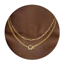 Fashion OT Buckle Collarbone Chain Stainless Steel Paperclip Snake Bone Chain Magic Chain Multi-layer Stacked Necklace for Women Trendy