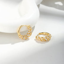 Light Luxury Style Pearl Zircon Interwoven Wrapped Earrings Commuting Women's Earrings Niche High-end Earrings Fashionable Temperament