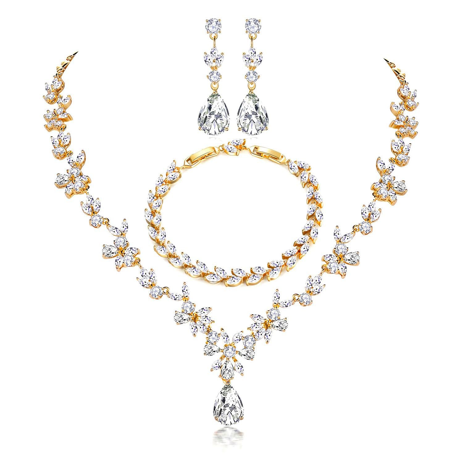 New Fashion Diamond Wedding Jewelry Set Bride Dress Accessories Trendy Fashion Jewelry for Women