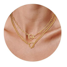 Fashion OT Buckle Collarbone Chain Stainless Steel Paperclip Snake Bone Chain Magic Chain Multi-layer Stacked Necklace for Women Trendy
