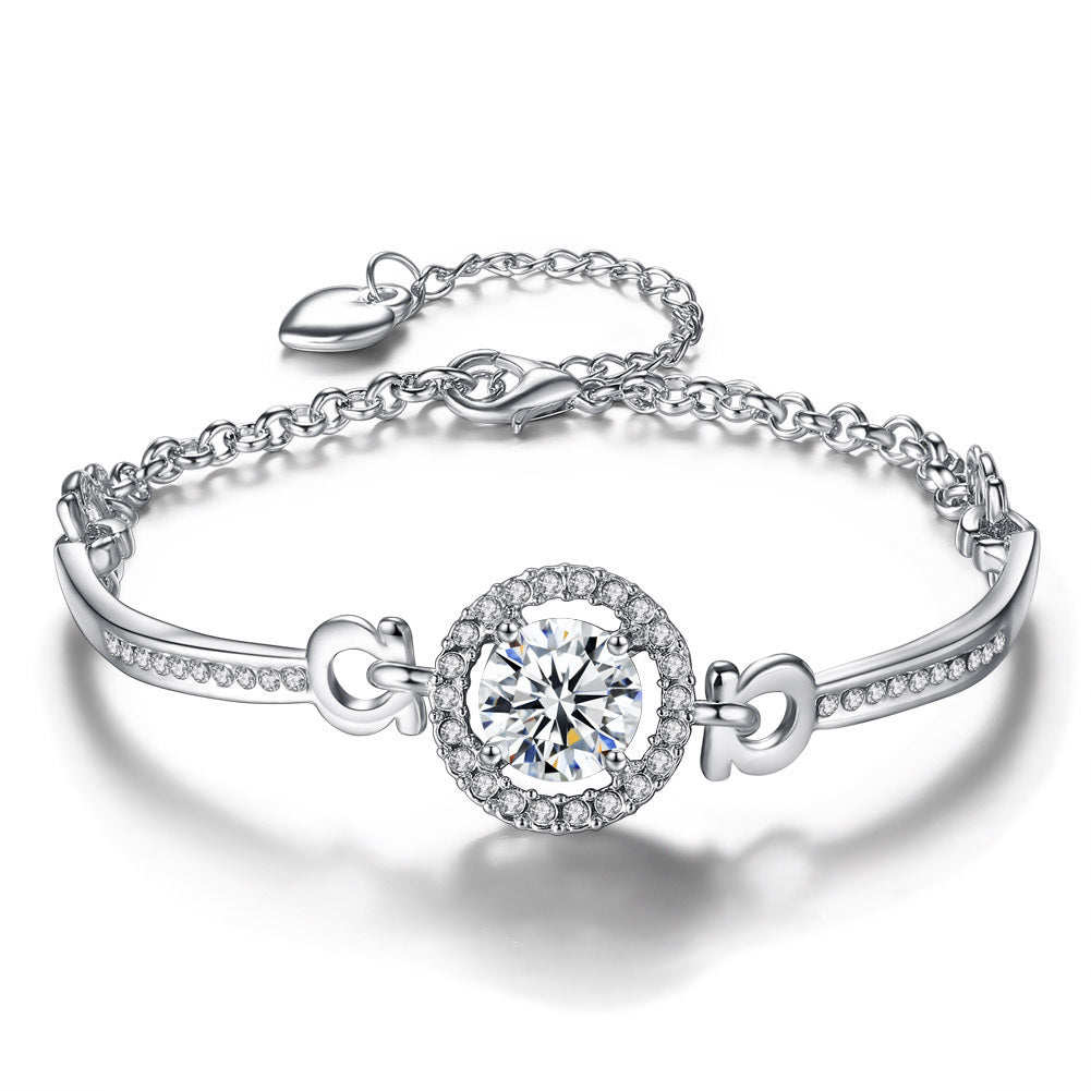 Bridal Set Jewelry Eight Arrows Eight Hearts Zircon Holy Light Pendant Necklace Ring Earrings Bracelet Four-Piece Set
